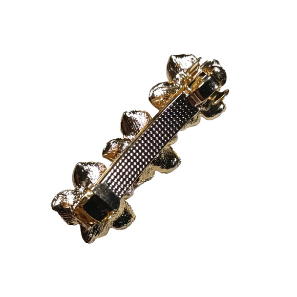 Hair Barrette Tension Clip Mint Green Faux Pearls Wedding Church Pageant 2 1/4" - Picture 4 of 5